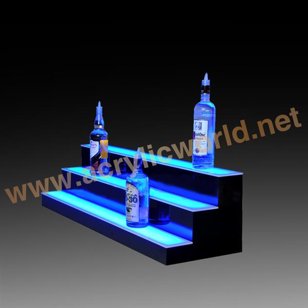 LED LIGHTED BAR BOTTLE RACK SHELVES, Remote Color Changing, Three Steps